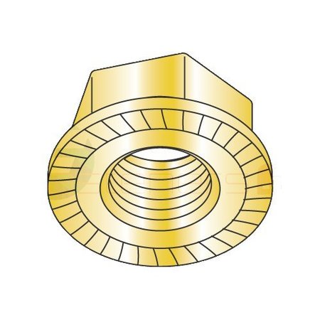 NEWPORT FASTENERS Serrated Lock Nut, 5/16"-18, Steel, Yellow Zinc, 0.17 in Ht, 1500 PK 575845